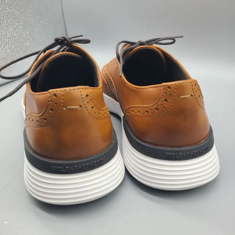 Wolf And Shepherd Shoes Mens Sz 8 Honey Brown Crossover Derby Leather New